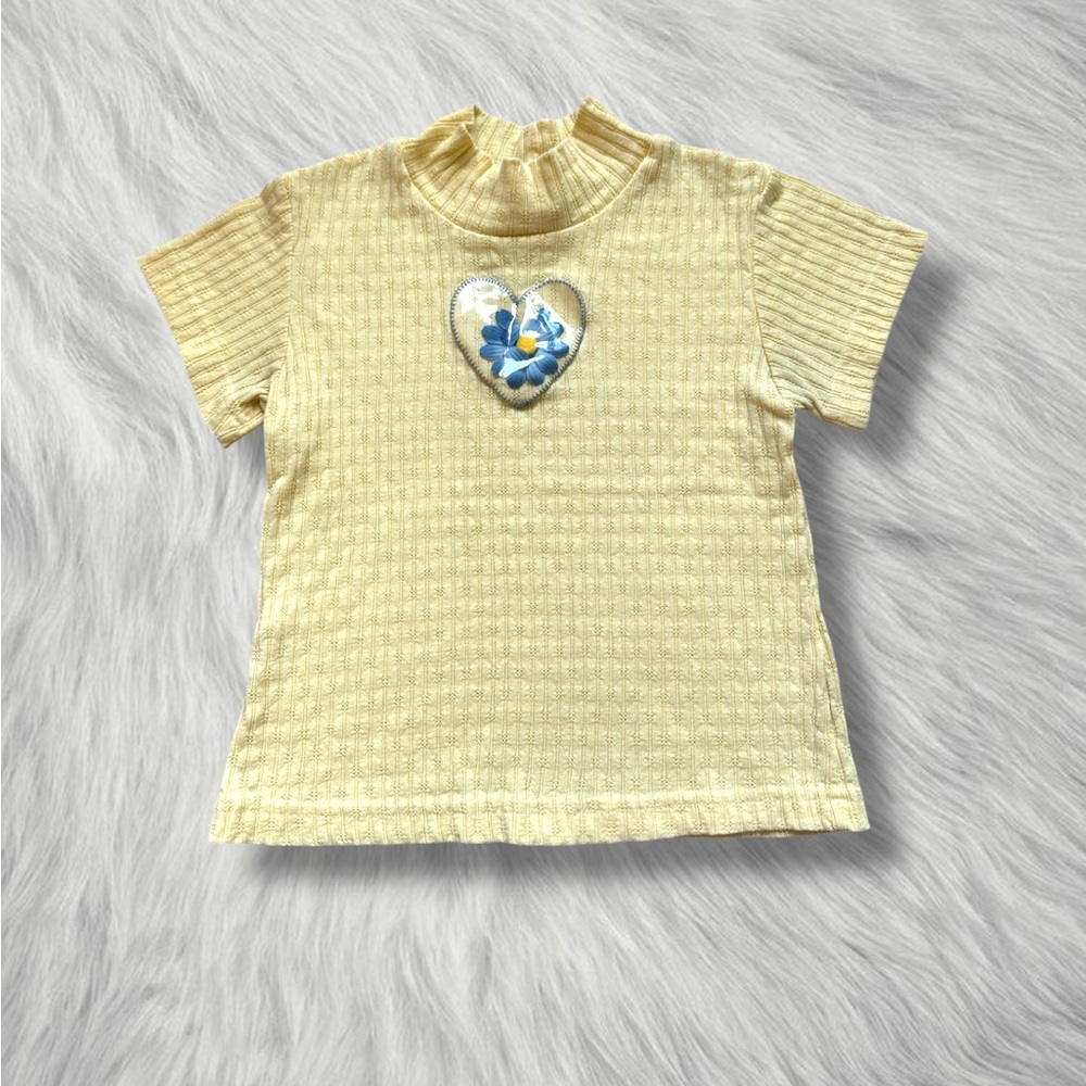 ✮ vintage cottagecore butter yellow mock neck baby tee ✮